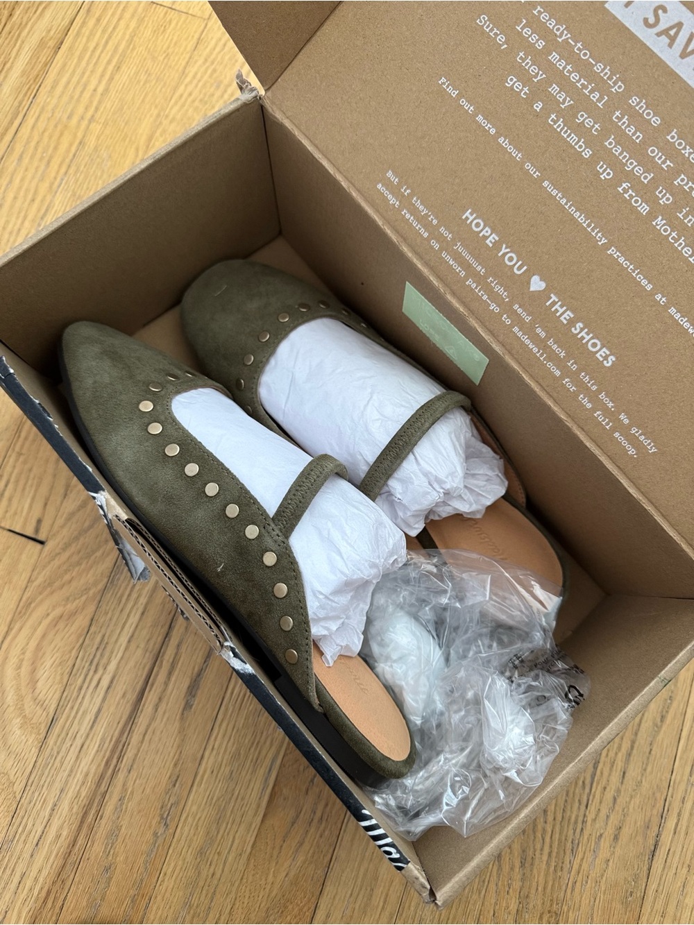 Madewell Suede Ballet Flat Mule with Gold Studs - Picture 4 of 7